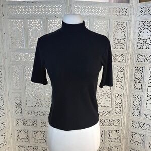 Marine Layer Black Ribbed Mockneck Top Sz Womens Medium Stretchy